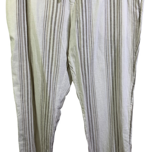 H&M‎ Beige Striped Regular Fit Linen Blend Trouser Pants - NWT - Picture 5 of 14
